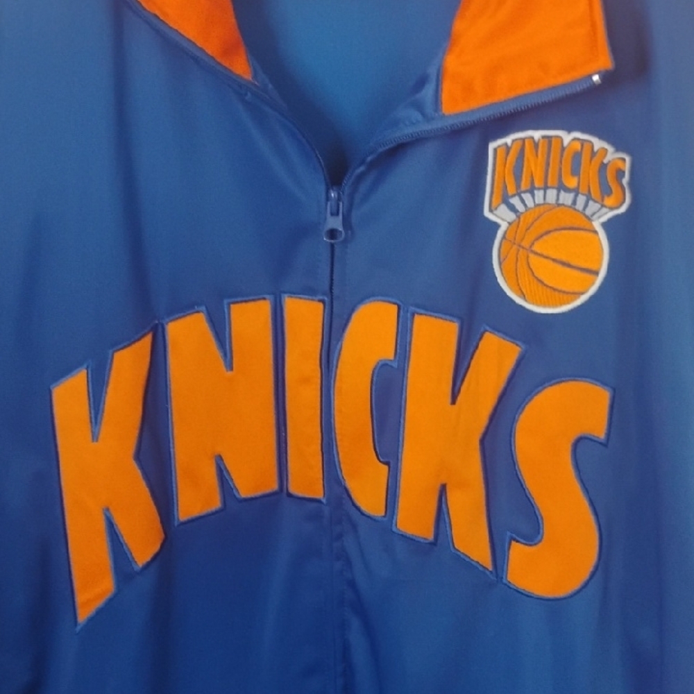 Hardwood Classic NBA Knicks Blue and Orange Zip-Up Sweater XL Tall - Picture 4 of 6